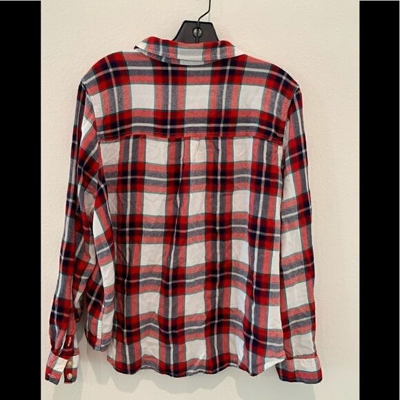 Universal Thread Womens Button Up Shirt Red Plaid Long Sleeve Collared XXL - Picture 2 of 4